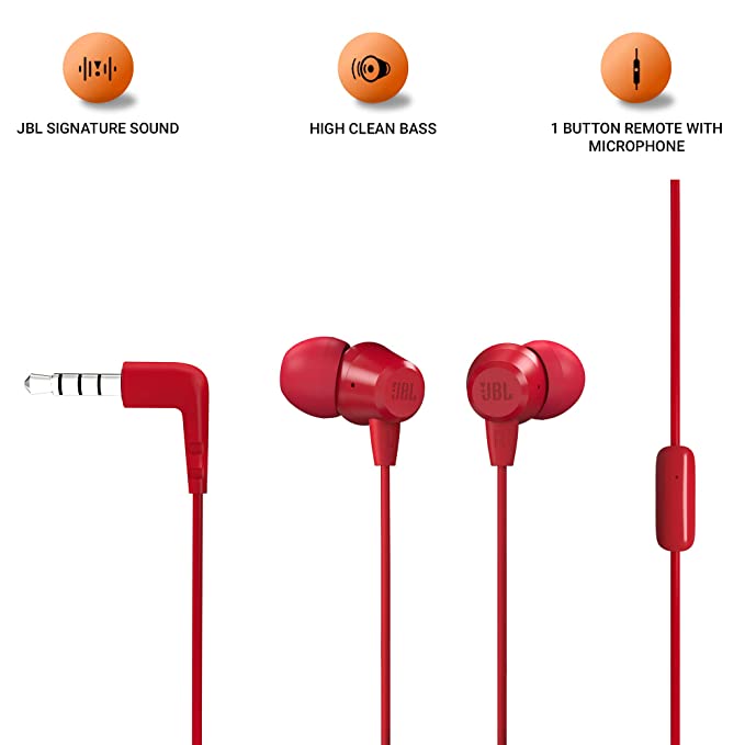 JBL T50HI by Harman (in-Ear Wired Headphone with Noise Isolation Mic)